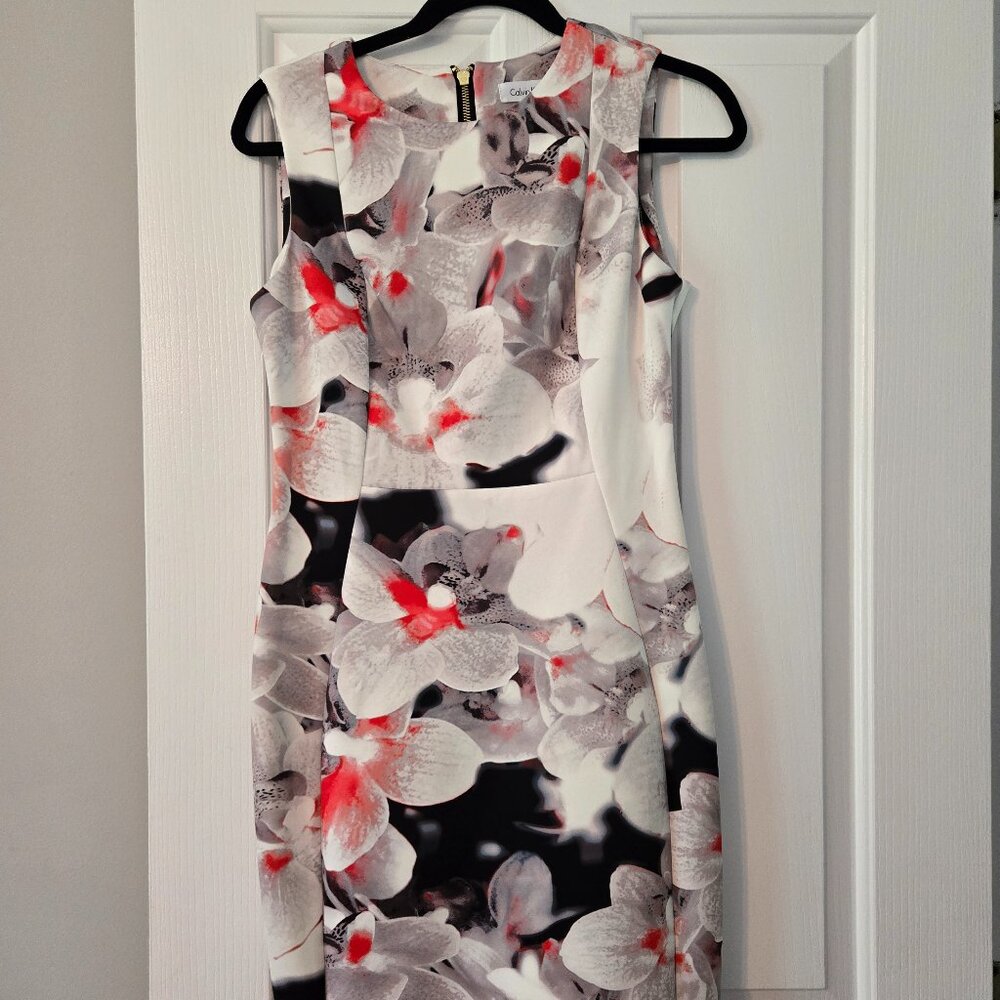Womens Calvin Klein Size 6 Floral Sheeth Dress